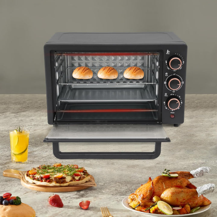 SuhoFutus Elektrobackofen 22L Edelstahl, 1000W Ofen mit Grill, Backofen mit Timer und Thermostat, Ko