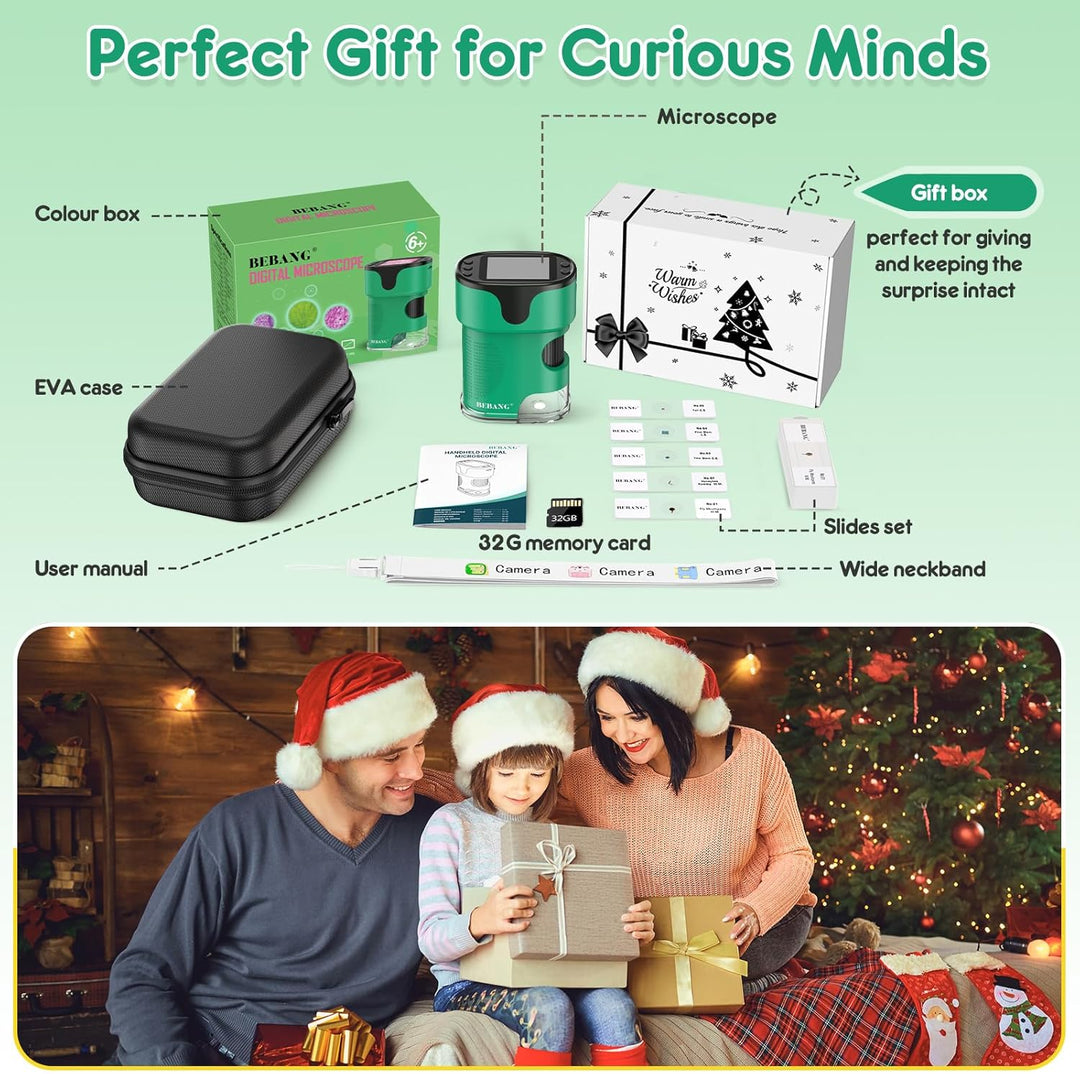 1000X Handy Digital Mikroskop für Kinder: 4K 2.0" Bildschirm Wiederaufladbar Mini Taschen Tragbares