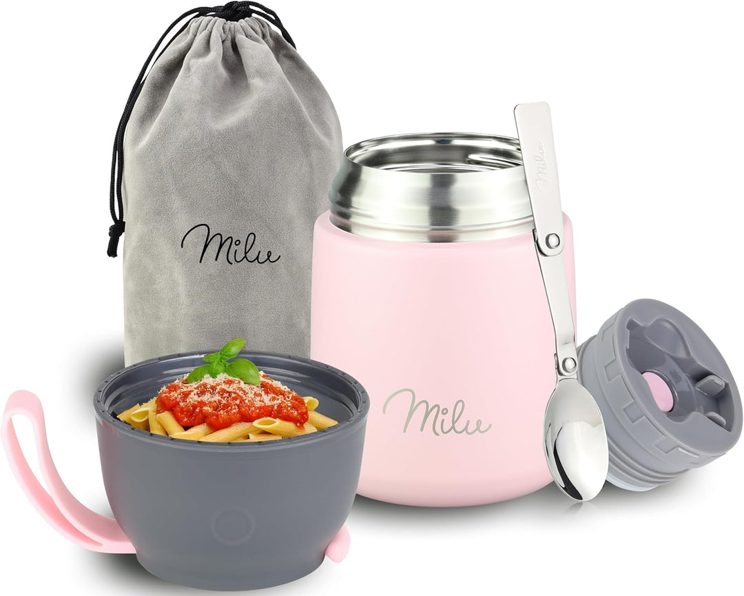 Milu® Thermobehälter 450, 650ml | Edelstahl Warmhaltebehälter | Essensbehälter | Speisegefäss Babyna