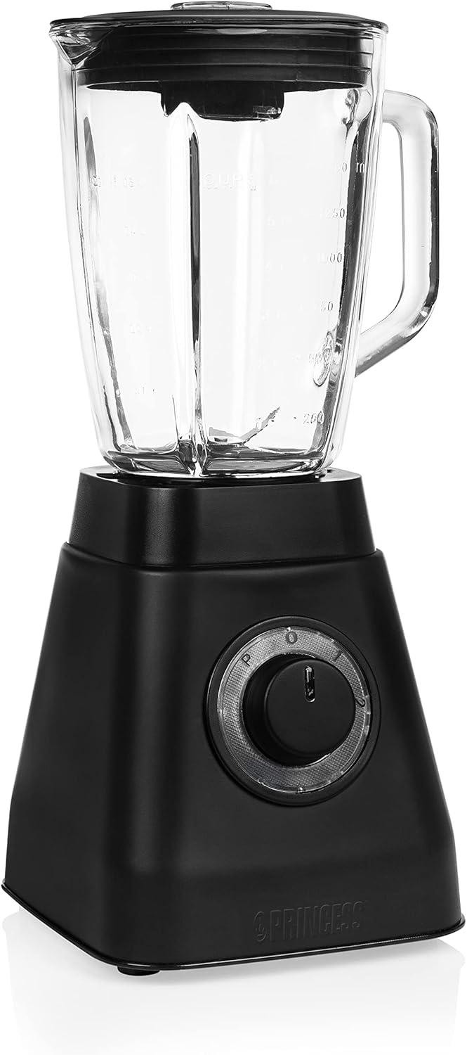 Princess Black Steel Standmixer - 1,5 Liter Fassungsvermögen, 2 Leistungsstufen, Pulsfunktion, 1000