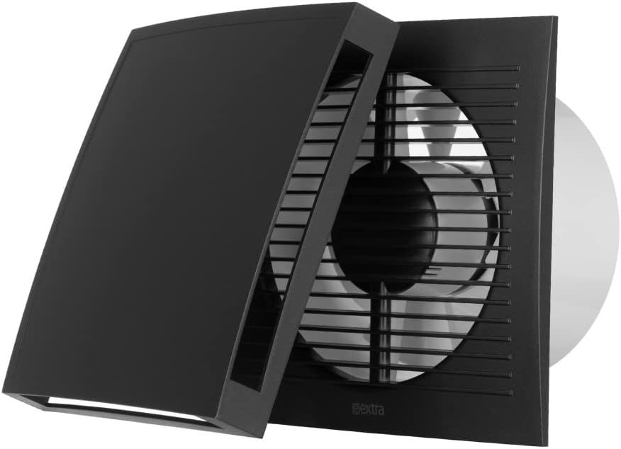 EUROPLAST Ø 150mm Anthrazit Bad-Lüfter mit Front, Leise Ventilator Lichtschalter-Aktivierung, Ø 150m