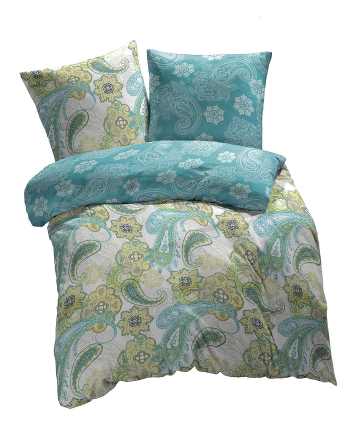 etérea Mako Satin Baumwolle Bettwäsche Florina 200x220 3er Set - Wendebettwäsche mit Reissverschluss