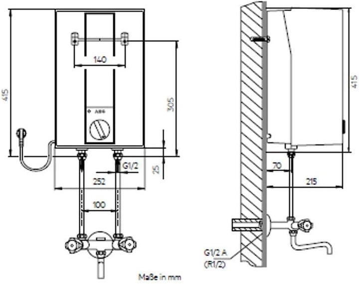 AEG druckloser Kleinspeicher Hoz 5 Basis, Übertischboiler 5 Liter Niederdruck, steckerfertig, 2 kW,