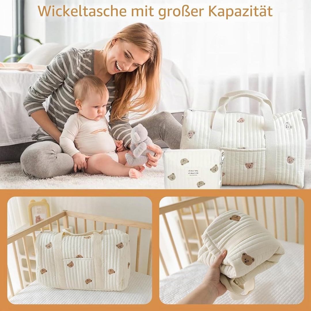 Grosse Wickeltasche Bag, Kompakte Baby Windeltasche &amp; Reisetasche, Vielseitige Tragetasche mit Schul