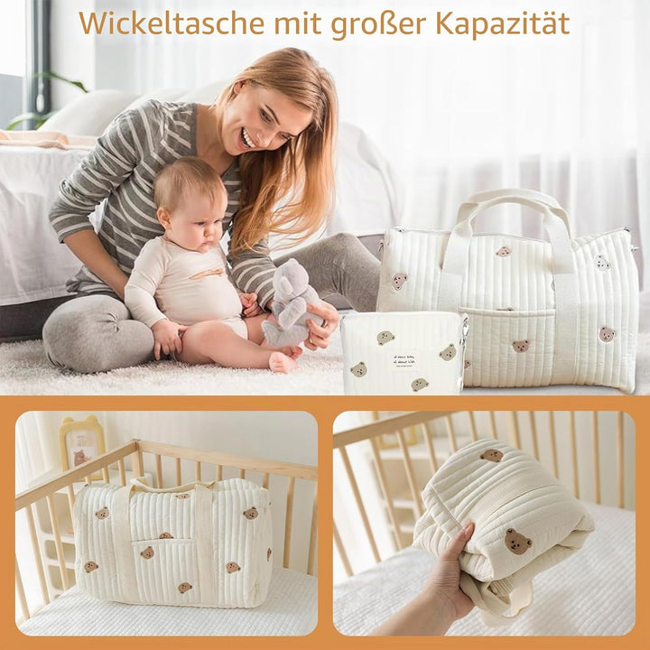 Grosse Wickeltasche Bag, Kompakte Baby Windeltasche &amp; Reisetasche, Vielseitige Tragetasche mit Schul