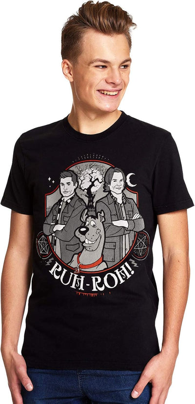 Elbenwald Supernatural T-Shirt Scoobynatural Ruh-Roh! Comic Frontprint für Herren schwarz L Mehrfarb
