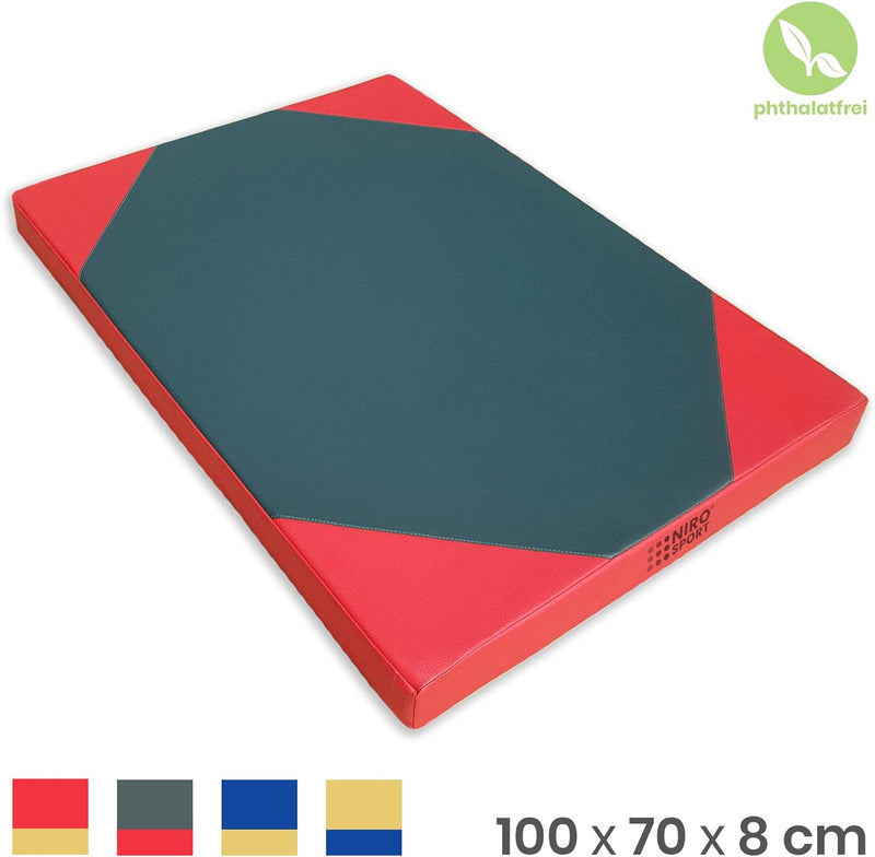 NiroSport Turnmatte 100 x 70 x 8 cm Gelb/Blau RG 25 Weichbodenmatte Matte Gymnastikmatte Fitnessmatt