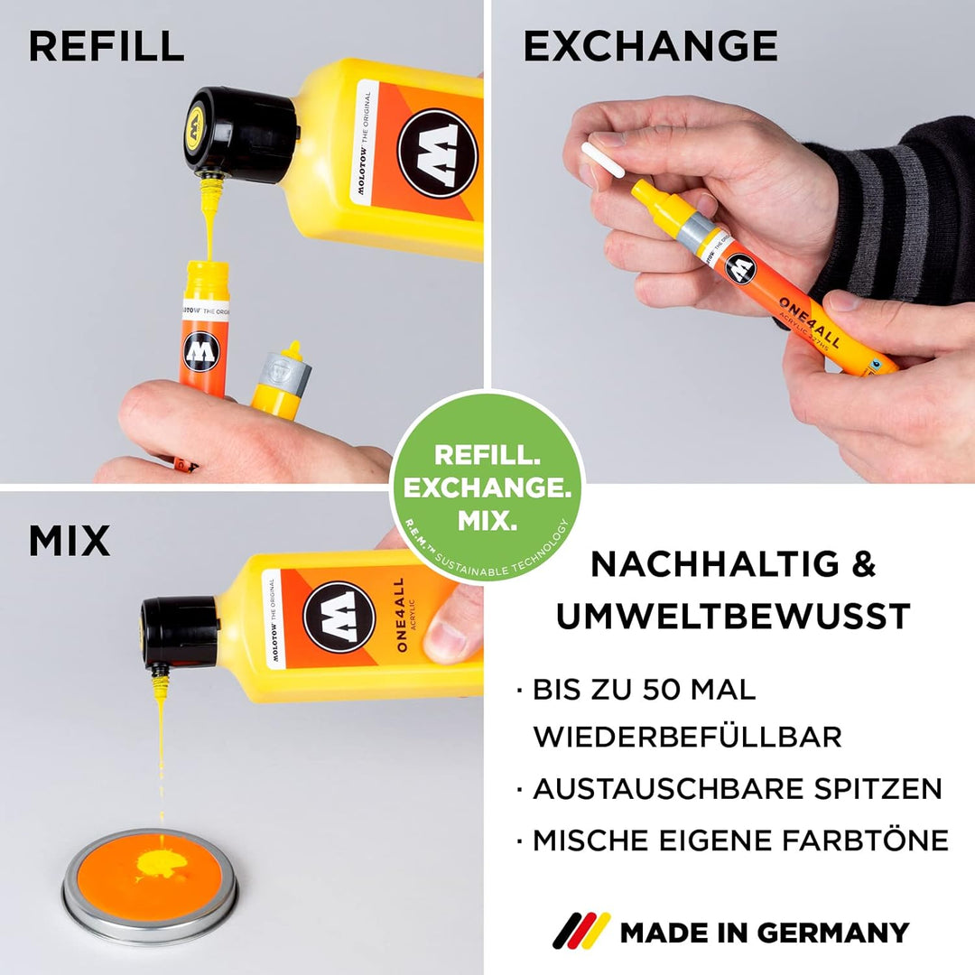 Molotow One4All 227HS Acryl Marker Basic-Set 1 (4,0 mm Strichstärke, hochdeckend und permanent, UV-b
