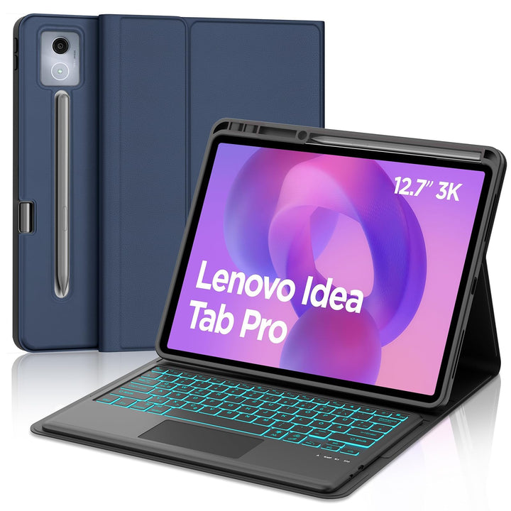 Für Idea Tab Pro 12.7" Hülle mit Touchpad &amp; Beleuchtung QWERTZ | Für Lenovo Idea Tab Pro Tastatur -