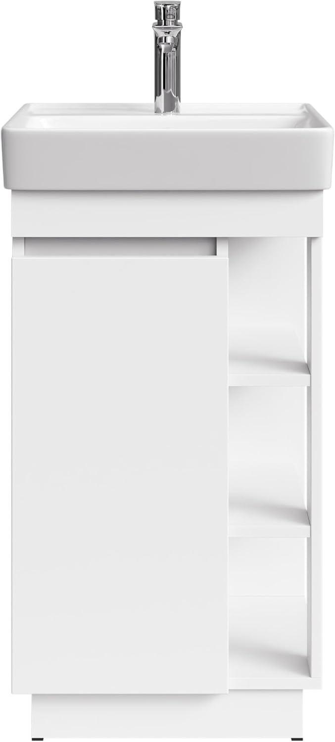 Planetmöbel Nyx Badmöbel Set 2-teilig Waschtisch mit Unterschrank 45 x 85,9 x 42 cm weiss, Waschtisc