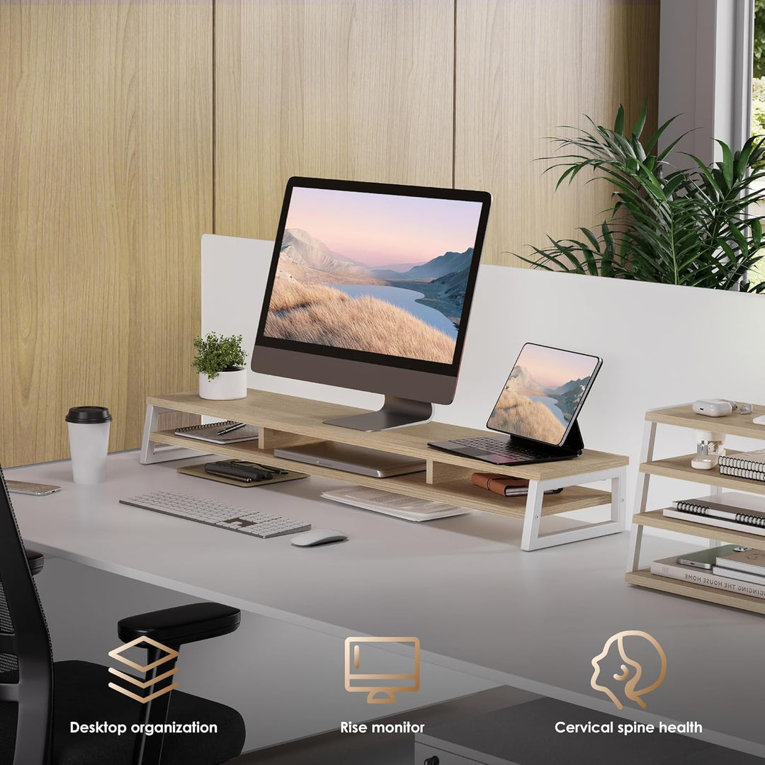 Fenge Dual Monitorständer Riser 108cm Grosse Computer Bildschirmständer für PC/Laptop/Fax/Drucker/TV