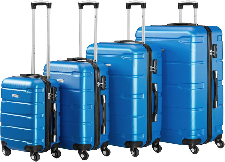 Zelsius Koffer Set 4 Stück, Blau | ABS Hartschalenkoffer mit Zahlenschloss, 4 Rollen und Innen Trenn