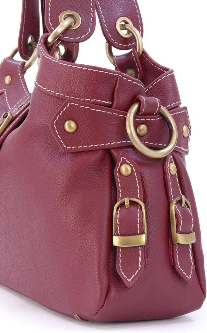 Catwalk Collection Handbags - Damen Leder Schultertasche - Umhängetasche Mittelgross - Handtasche mi