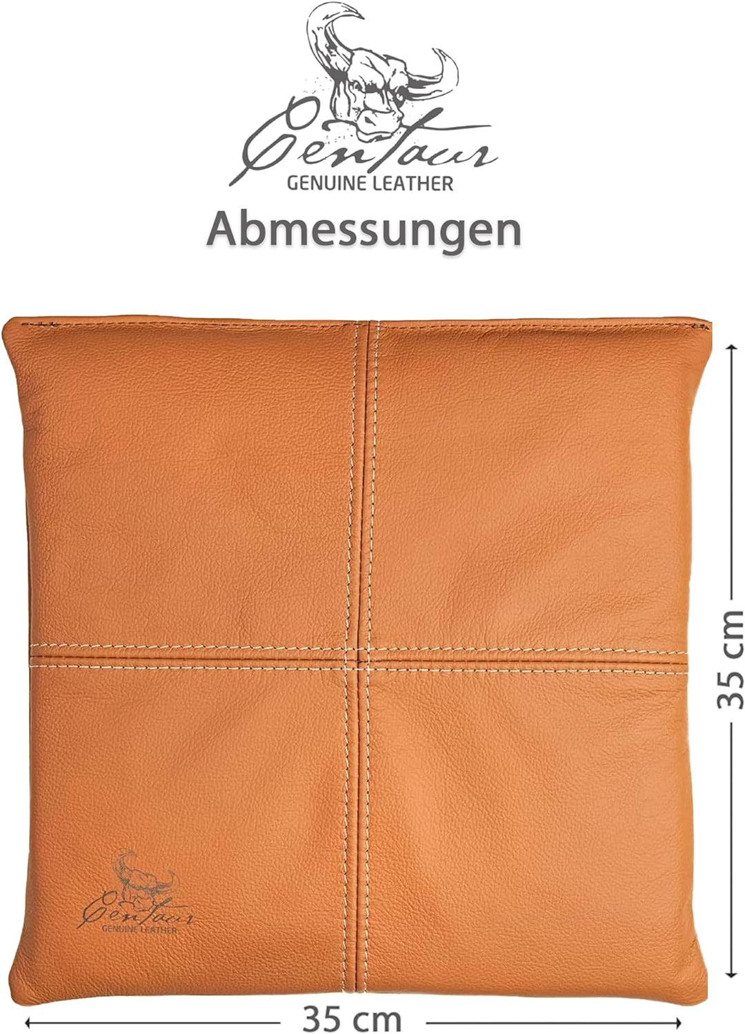 Centaur - Hochwertiges Leder Sitzkissen - Cognac 35x35 cm - Ideal für Stuhl oder Sitzbank - Abwaschb
