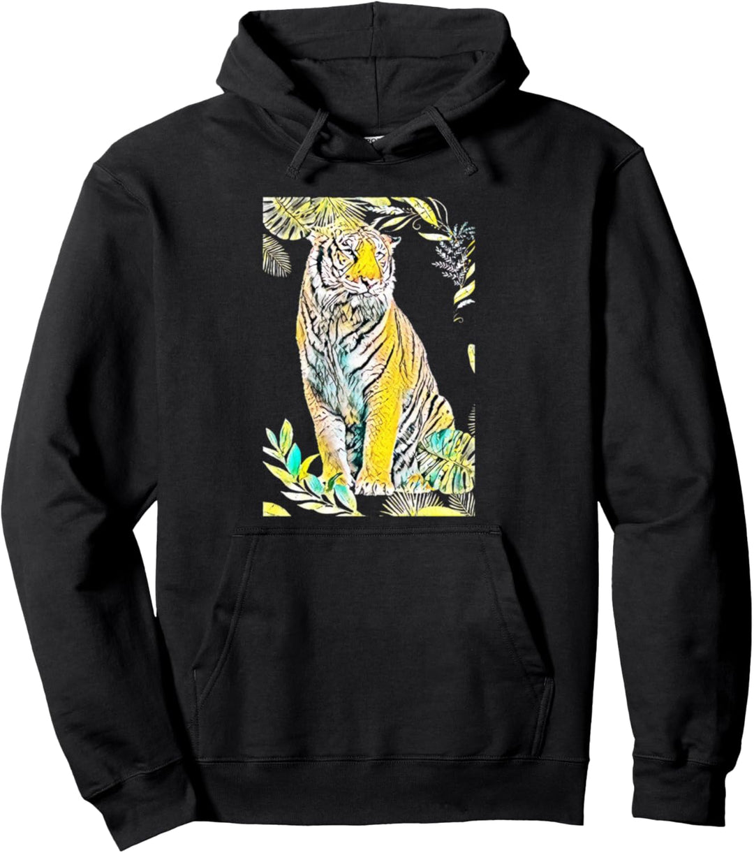 Tiger Motiv Raubkatzen Dschungel Katzen Krallen Zähne Tiger Pullover Hoodie