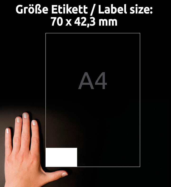 AVERY Zweckform 3652-200 Adressaufkleber (4.200 plus 420 Klebeetiketten extra, 70x42,3mm auf A4, bed