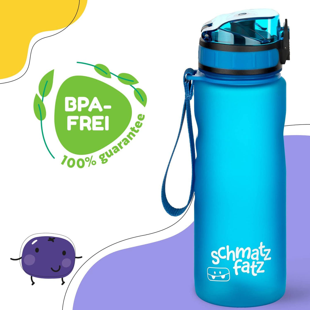 schmatzfatz Trinkflasche Kinder Auslaufsicher 0,5L, Sport Trinkflasche Schule zum Wandern & Fitnesss