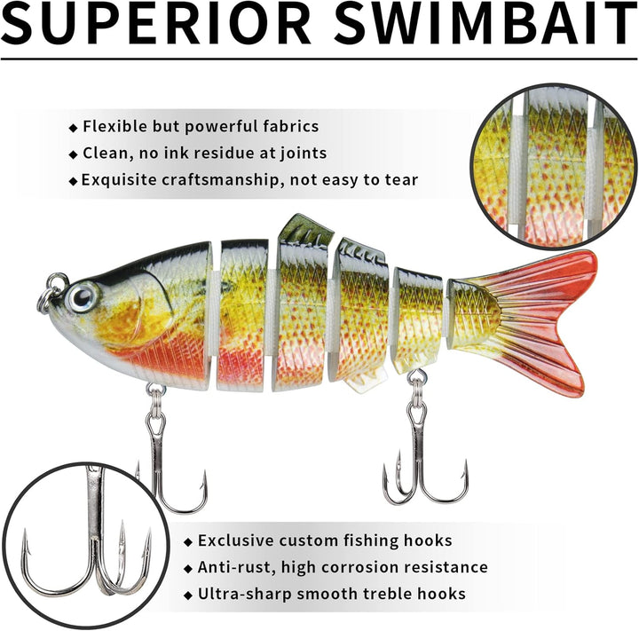 TRUSCEND Kunstköder Hecht, Fisch Köder für Zander Barsch Forellen Wobbler Swimbait, Angelköder Fisch