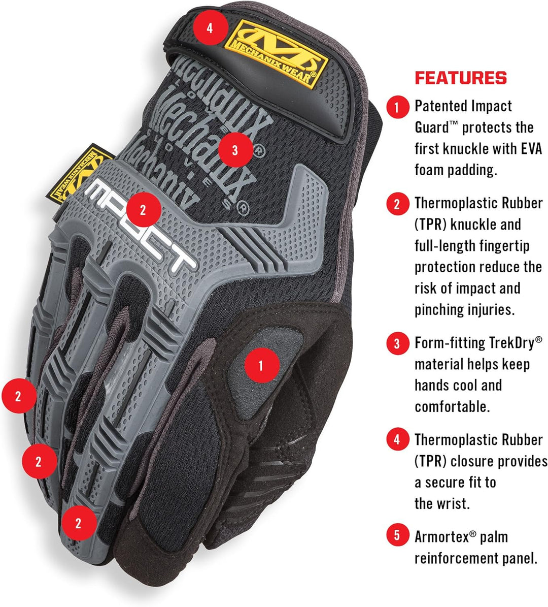 Mechanix Wear Mechanix Herren M-pact® Handschuhe (Small, Schwarz) HANDSCHUH M PACT SCHWARZ GRAU GR S