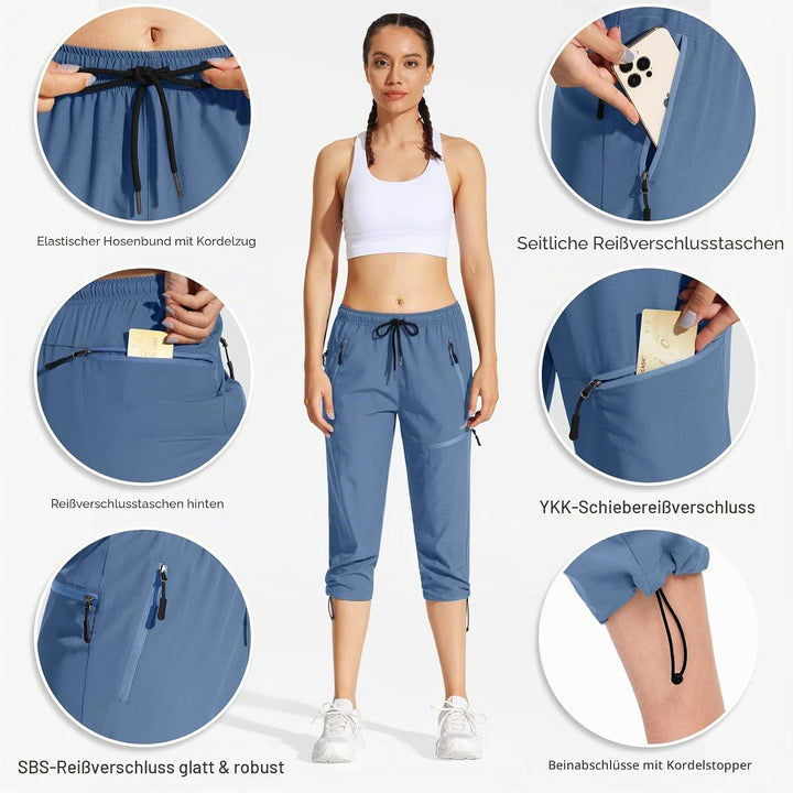 MOCOLY Damen Wanderhose Cargohose Wasserdicht Elastische Outdoorhose Cargo Jogginghose Trekkinghose
