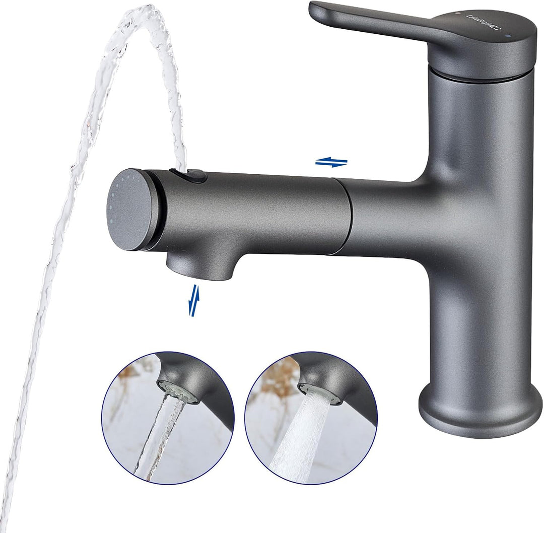 Waschtischarmatur mit Ausziehbar Brause LakeBayMZC Wasserhahn Bad,Einhebelmischer Badarmatur Waschbe