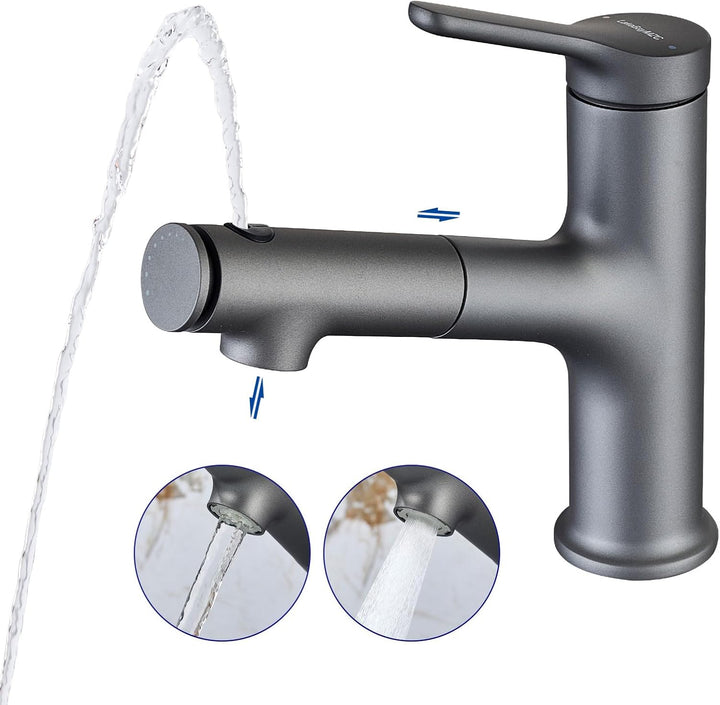 Waschtischarmatur mit Ausziehbar Brause LakeBayMZC Wasserhahn Bad,Einhebelmischer Badarmatur Waschbe