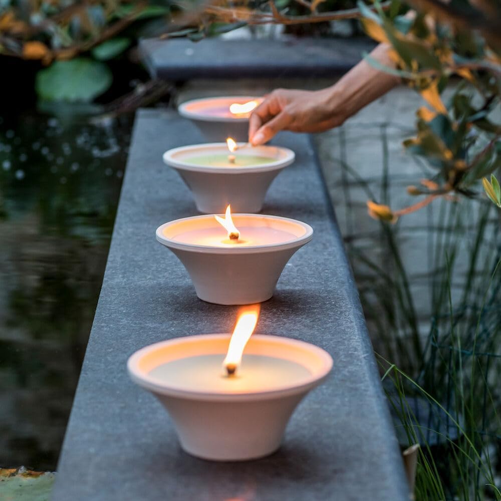 Flammschalen Ingwer &amp; Citronella für draussen 4 Stück - Outdoor-Kerzen Terracotta - Für deinen Garte