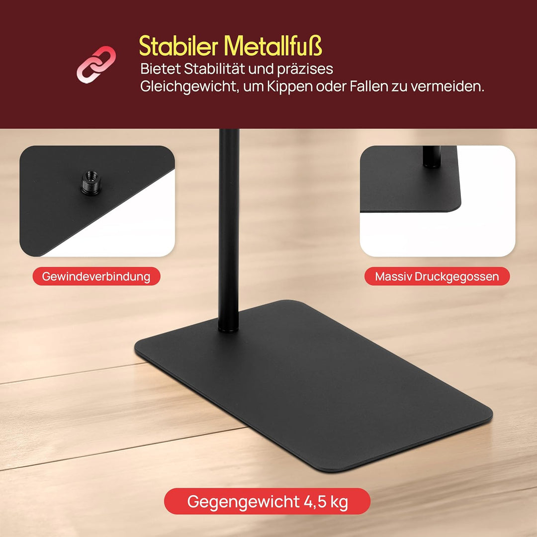 Pyle Mikrofonständer, Stativ, Flexibler verstellbarer Arm, Mit universellem 5/8” Adapter, Mikrofoncl