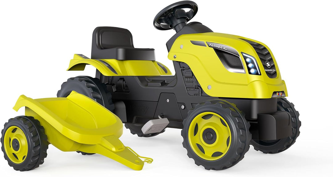 Smoby - Traktor Farmer XL Grün + Anhänger - Trettraktor für Kinder - Verstellbarer Sitz - Lenkrad mi