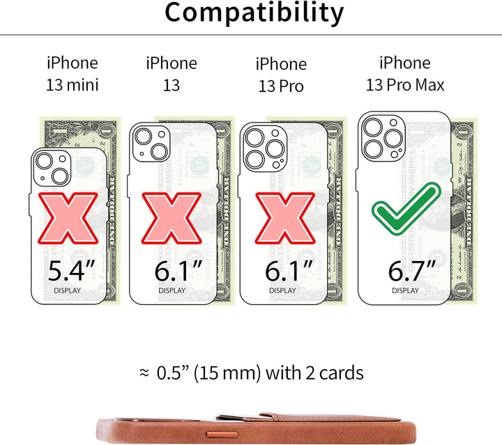 Dockem Echtleder Hülle für iPhone 13 Pro Max mit Kartenfachen und Integrierter Metallplatte zur Magn