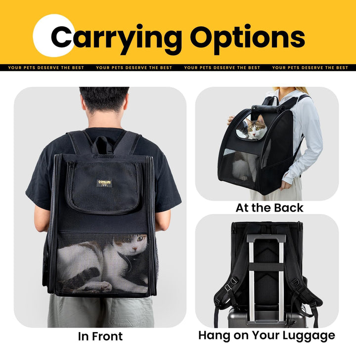 Conlun Katzenrucksack und Hunderucksack für kleine Hunde und Katzen bis zu 7kg, Kleiner Hunde Rucksa