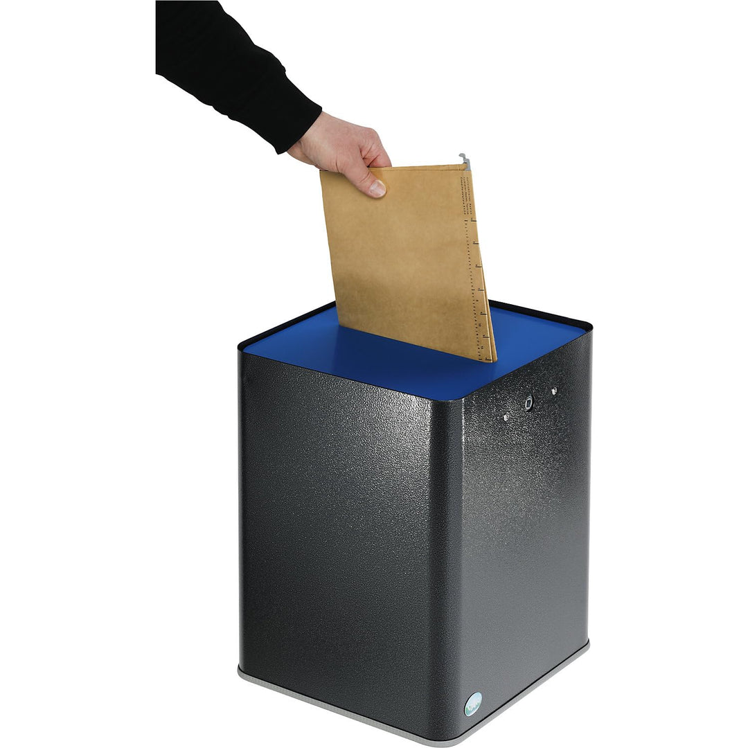 VAR | Datenschutz Papiersammler | 43 l | DSGVO-konform | antik-Silber/Blau