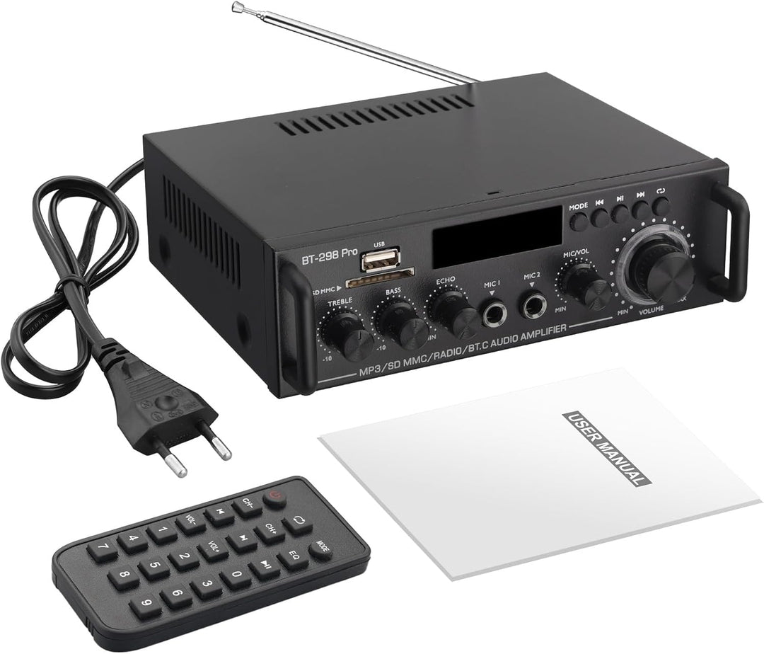 PROZOR Audio Power Stereo Verstärker Bluetooth 5.0 Verstärker Hifi Stereo Amplifier mit 2 Kanal, Bas