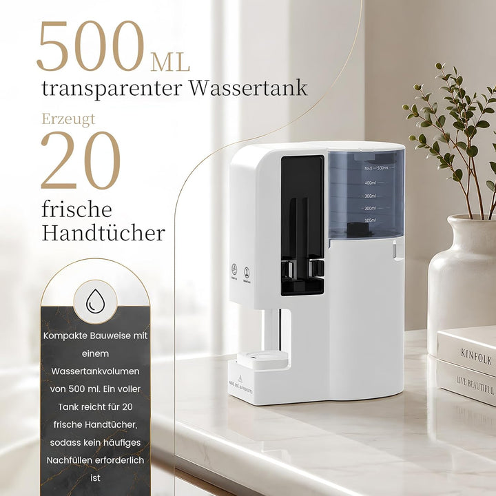 Heisstuchspender Elektrisch mit40 Komprimierten Einwegtüchern Handtuchwärmer Tragbar Vollautomatisch
