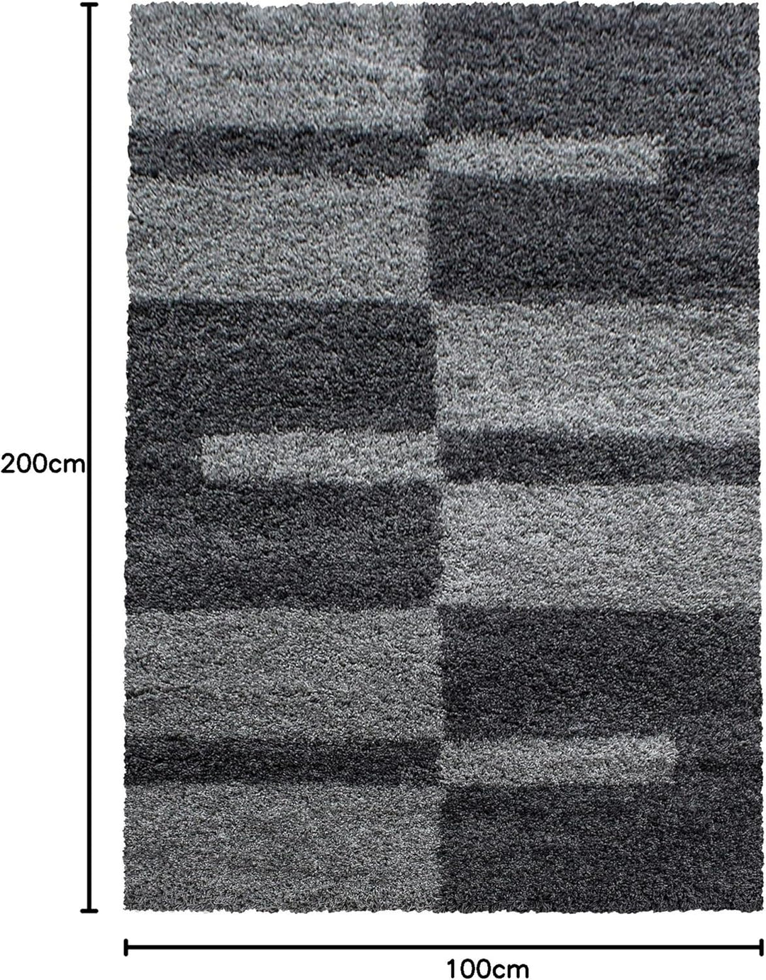 Carpetsale24 Teppich Wohnzimmer Moderne Kariert Design Shaggy Flokati 100 x 200 cm Grau - Hochflor T