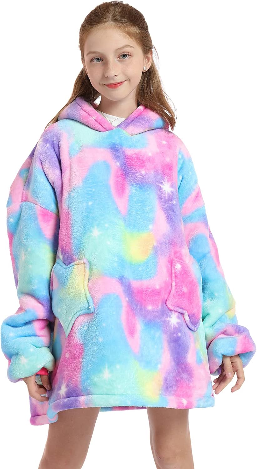 Kinder Oversized Decke Hoodie, Cute Animal Sherpa Fleece Tragbare Decke Hoodie für Kinder Teen, Fluf