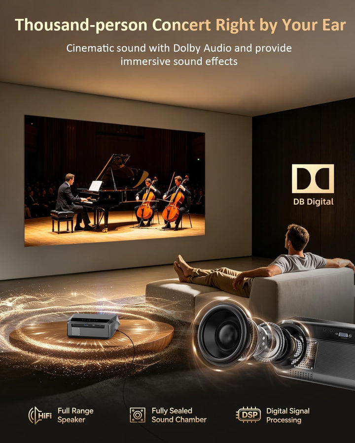 Smart Beamer 4K Wlan Bluetooth NFC, HDR LED Ultra HD 4K Beamer Heimkino Gaming 2300 ANSI Tageslicht,