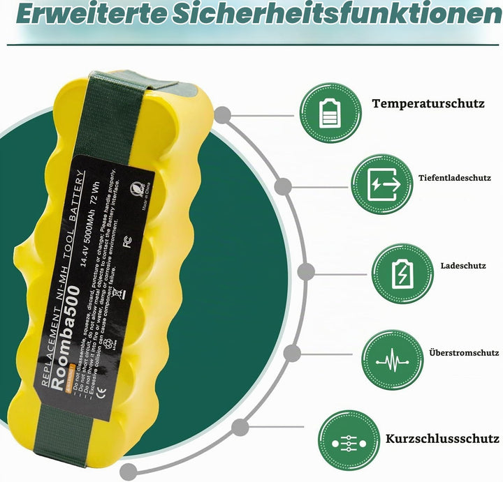 5000mAh NI-MH Ersatzakku Akku für iRobot Roomba 500 600 700 800 Serie 510 520 530 540 550 570 580 61
