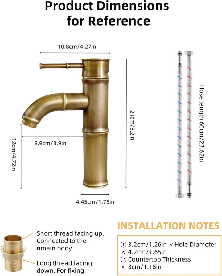 Wasserhahn Bad Messing Antik, Retro Waschtischarmatur Bronze Nostalgie, Einhebel Mischbatterie Kupfe