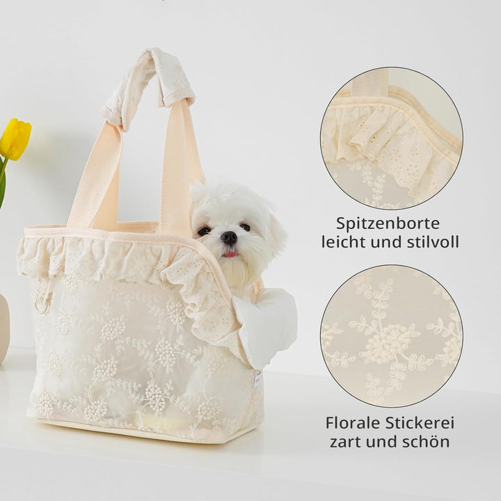 ONECUTE Hundetasche/Tragetasche für Hunde, Spitze, klein, für Hunde und Katzen und Kaninchen, Beige