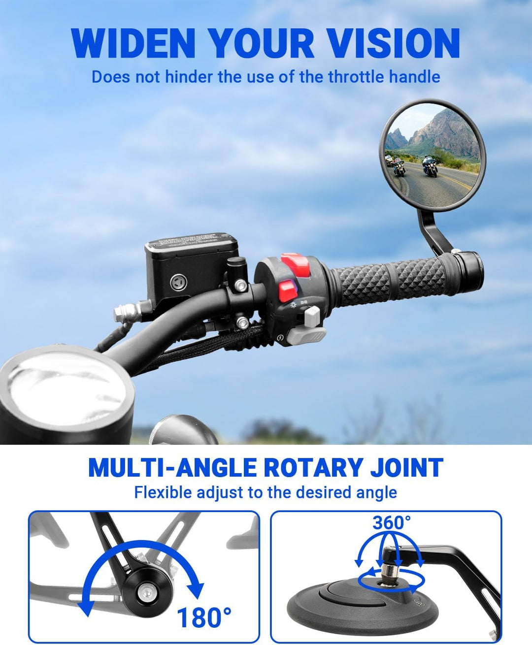 SUPAREE Motorrad Spiegel Universal Motorrad Spiegel e-geprüft lenkerendenspiegel e geprüft rund 360°