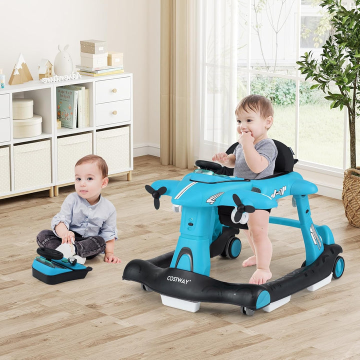 GOPLUS 6 in 1 Lauflernhilfe, Lauflernwagen mit einstellbarer Geschwindigkeit & 3 Höhen, Esstablett,