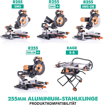 Evolution A255TCT-80MS - 255 mm Sägeblatt zum Schneiden von Aluminium - Metall-Sägeblatt Hartmetallb