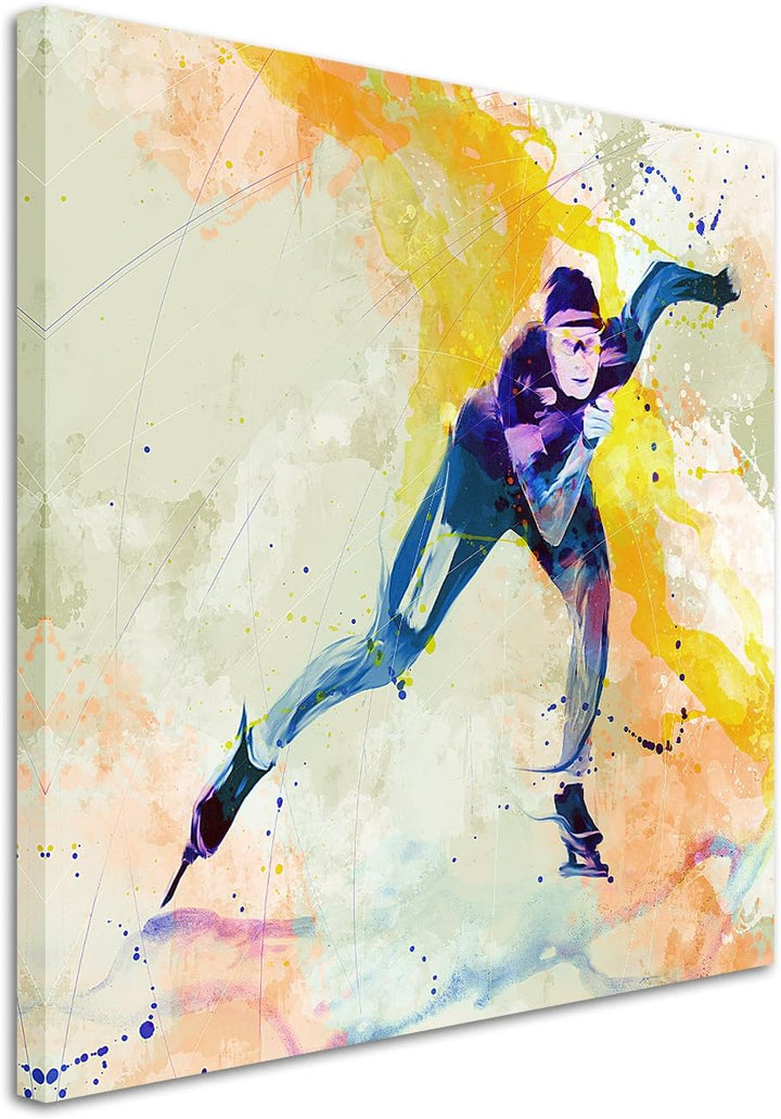 Eisschnelllauf 60x60cm Wandbild SPORTBILD Aquarell Art tolle Farben von Paul Sinus
