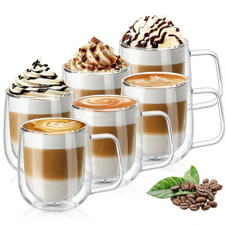 Vicloon Cafissimo Espresso Latte Glastassen,Doppelwandig Kaffee- Tee-Glas,Macchiato Tassenset Glas (