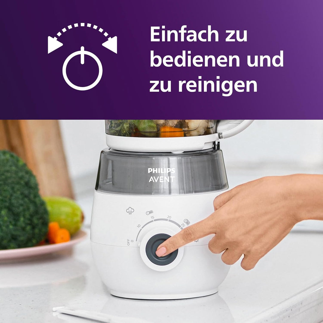 Philips Avent Geschenkset mit Dampfgarer und Mixer – 4-in-1-Babynahrungszubereiter, Dampfgaren, Mixe