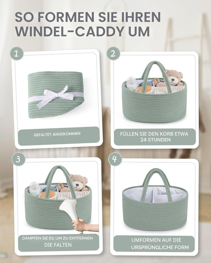 Maliton Wickeltisch Organizer，Baby Organizer Korb，Aufbewahrungskorb für den Wickeltisch，Windel Caddy