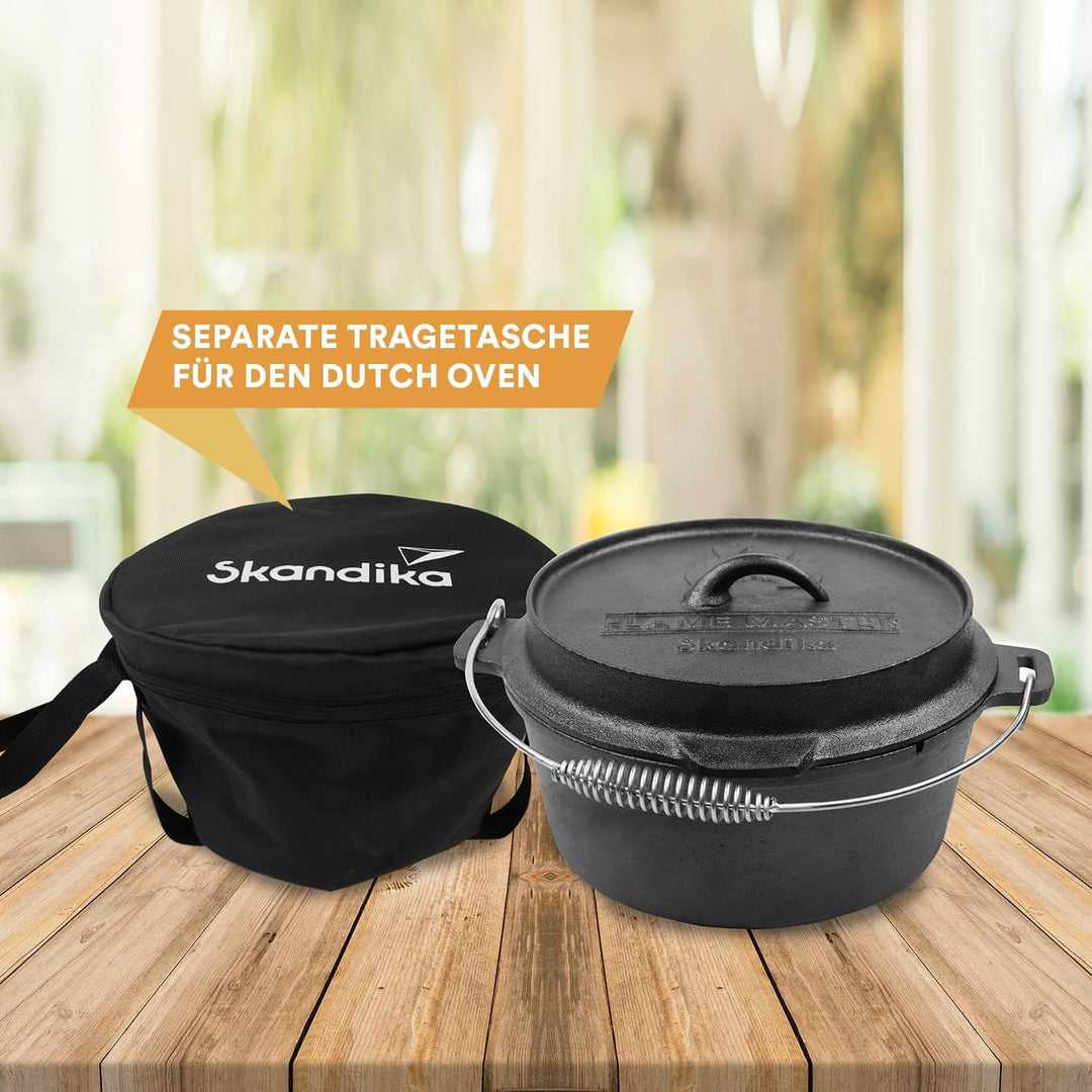 Skandika Dutch Oven Flame Master 13,8 L | Gusseisen Topf zum Kochen, inkl. Rezeptbuch der Sauerlände