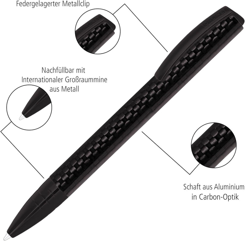 ONLINE ON36012 Drehkugelschreiber Vision Carbon mit internat. Grossraummine Strichstärke M (mittel),