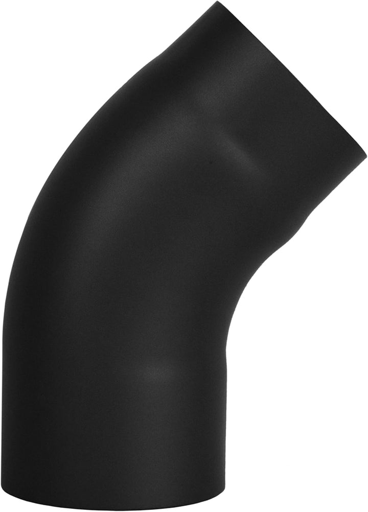 LANZZAS Ofenrohr Bogen 45° Grad gezogen, im Durchmesser, DN Ø 150 mm, Farbe: schwarz-metallic - weit